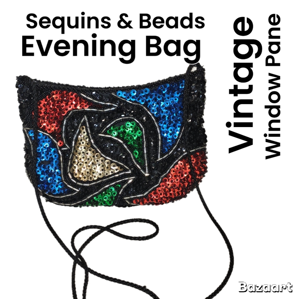 Vintage 1980's Sequins & Beads Evening Bag - Multicolor
